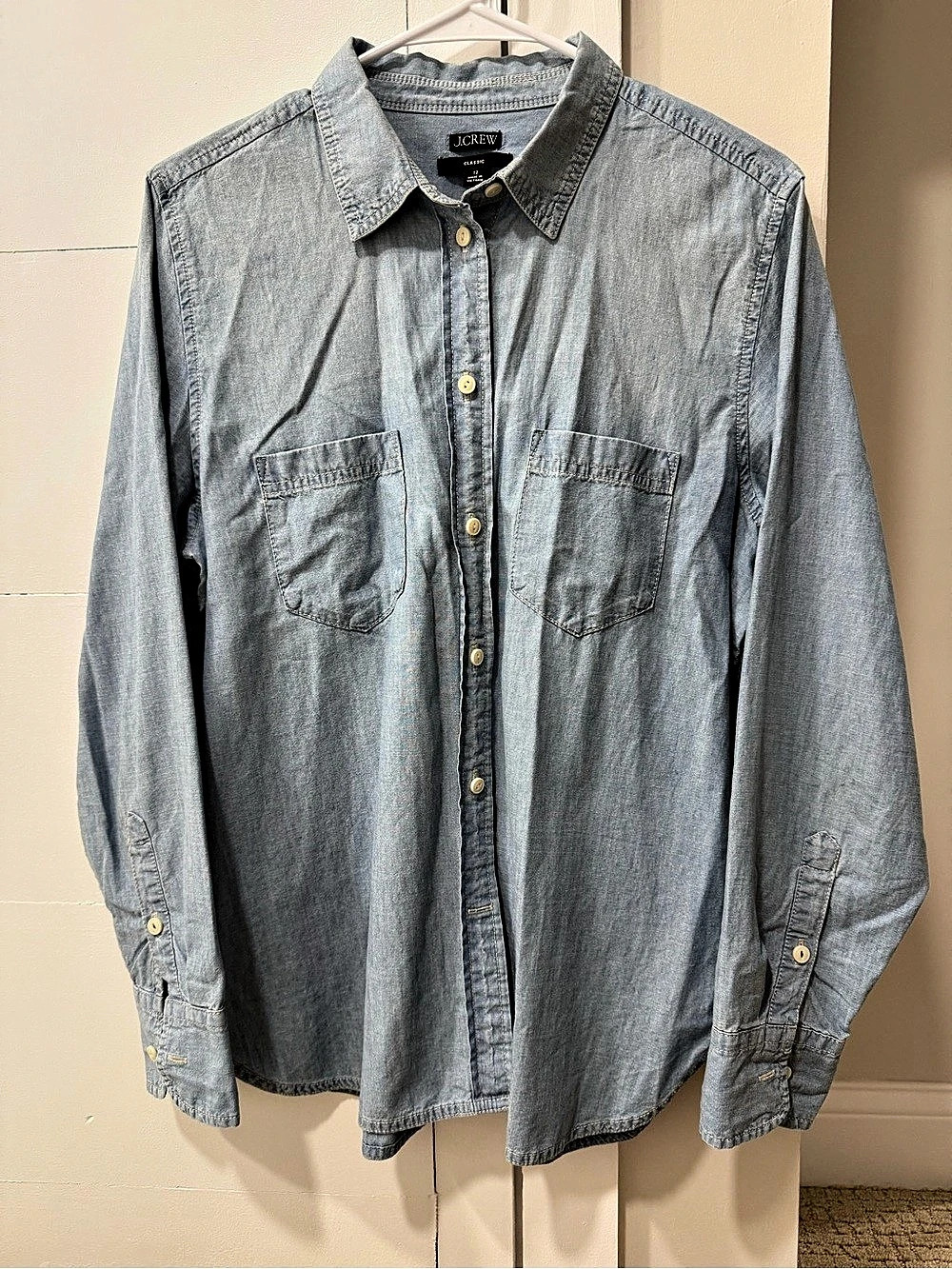 J.Crew Classic Chambray Button Down Shirt Blue Size 12
